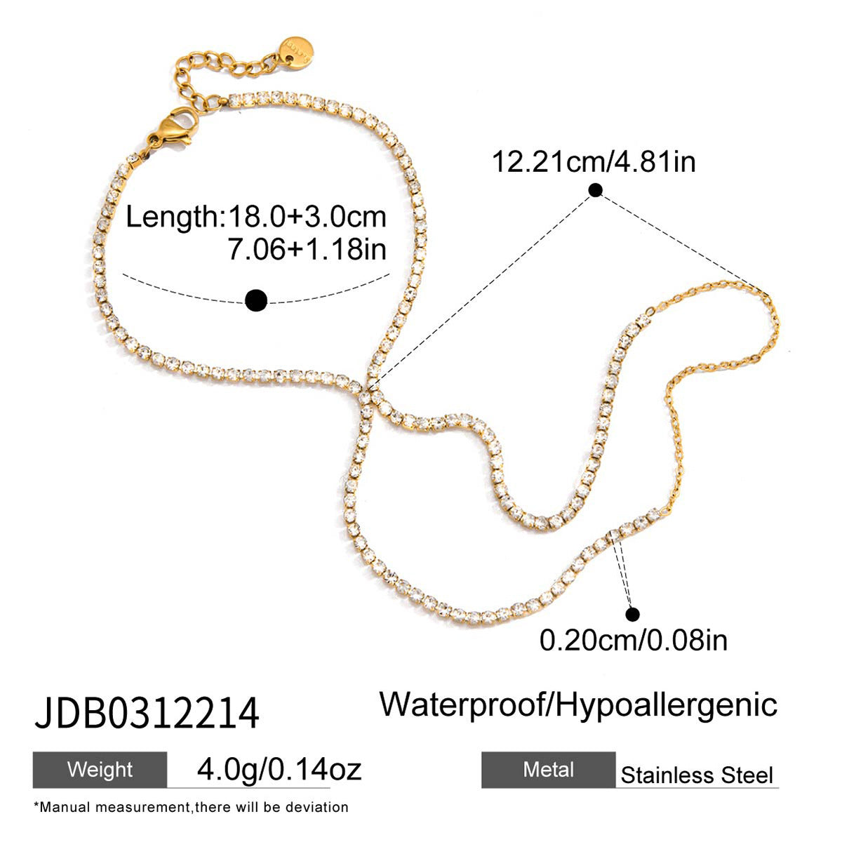 Bracelet de verrouillage en Strass en acier inoxydable de style américain