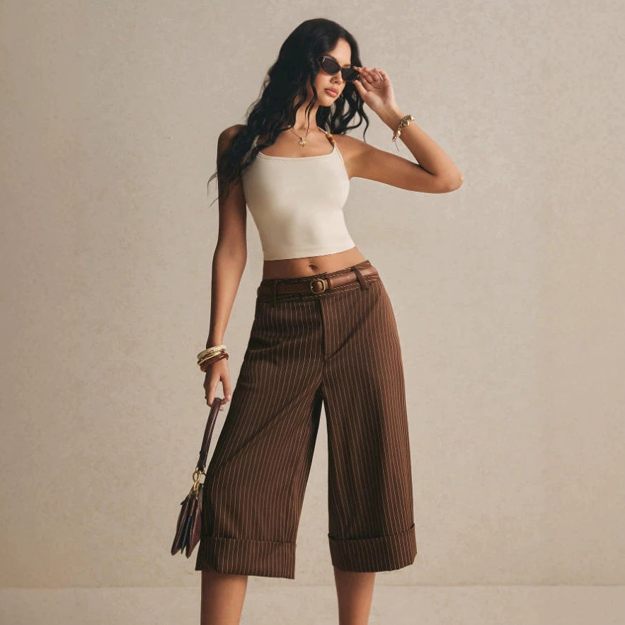 Pantalons Midi Vintage haut de gamme pour femmes