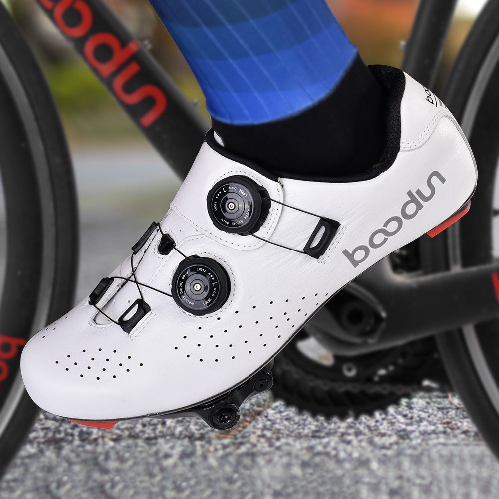 Chaussures de vélo en fibre de carbone en cuir absorbant les chocs
