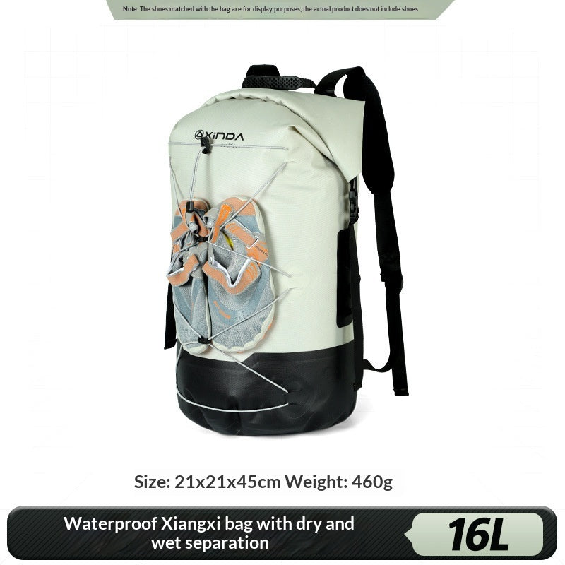 Outdoor backpack with IPX7 wet/dry compartment