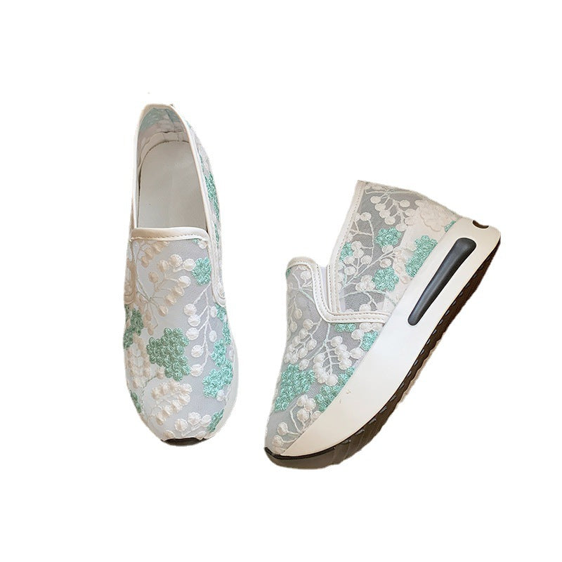 Mode femme Dentelle Mesh Casual High Heel Sneakers