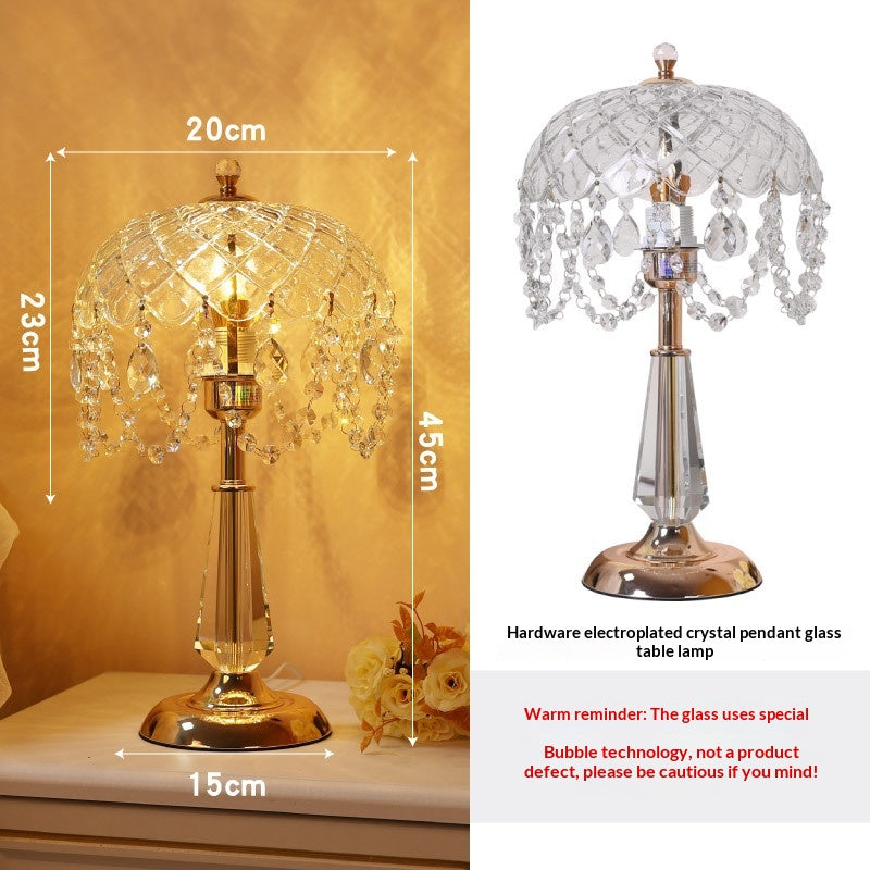 Lampe de table en verre pendentif en cristal de style français