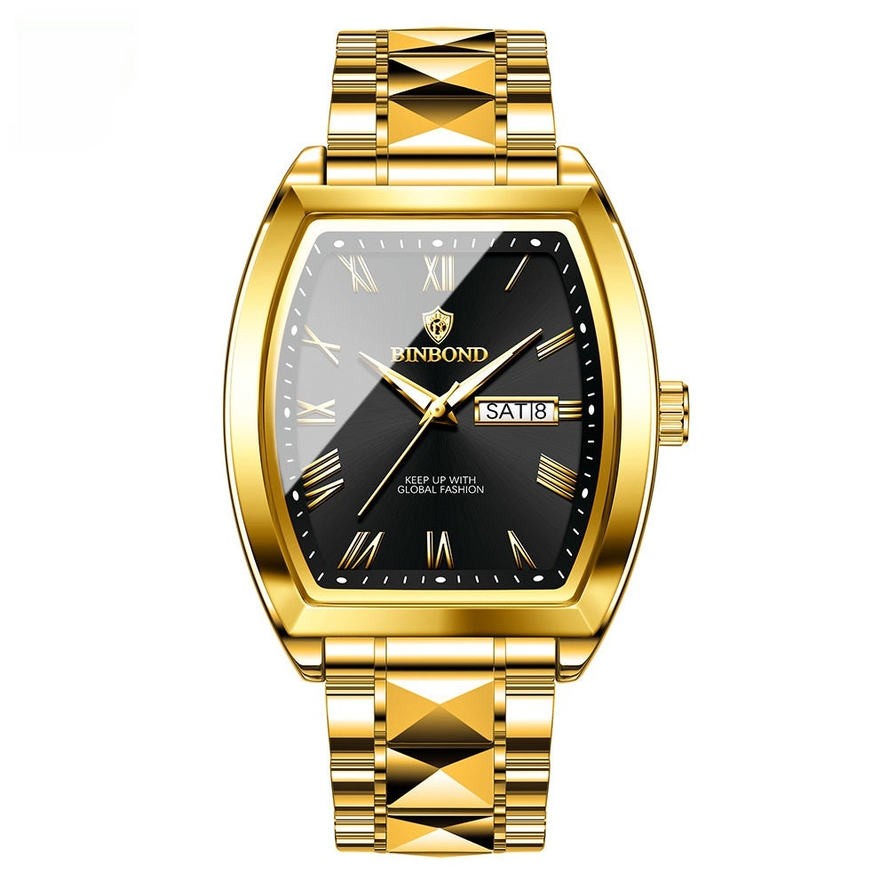 Dual Calendar pour hommes Montre à quartz lumineux