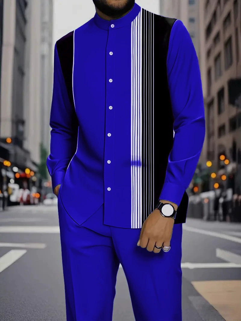 Chemise rayée imprimée homme avec ensemble de boutons noirs