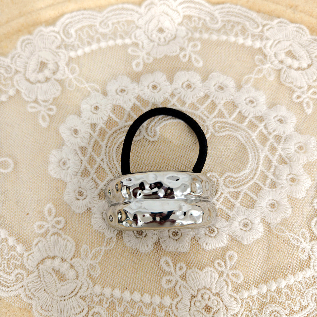 Géométrie métal concave-convexe élastique tempérament cheveux anneau corde de cheveux