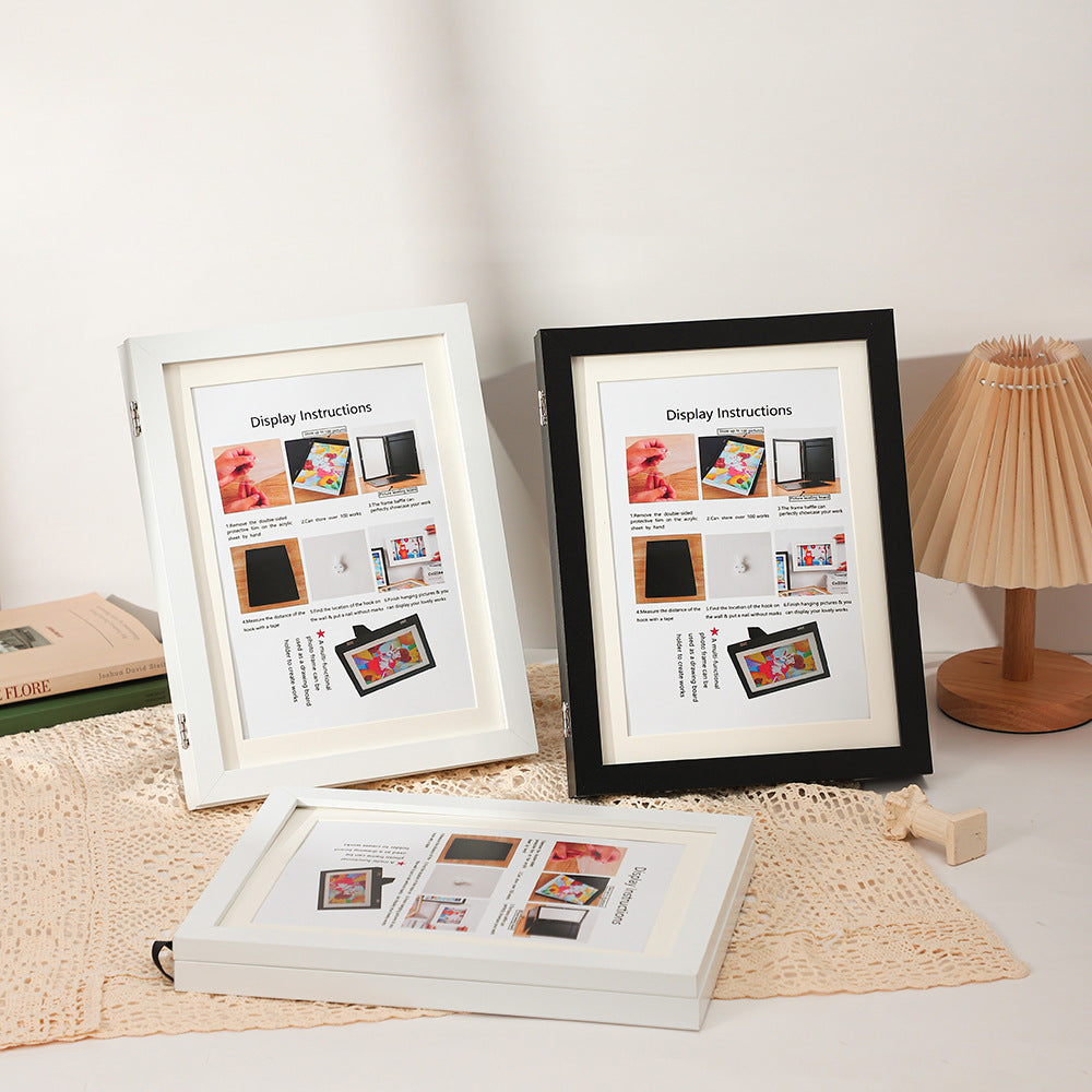 Enfants Art Frame magnétique Snap-Open peinture à l'huile Boîte de rangement Cadre photo