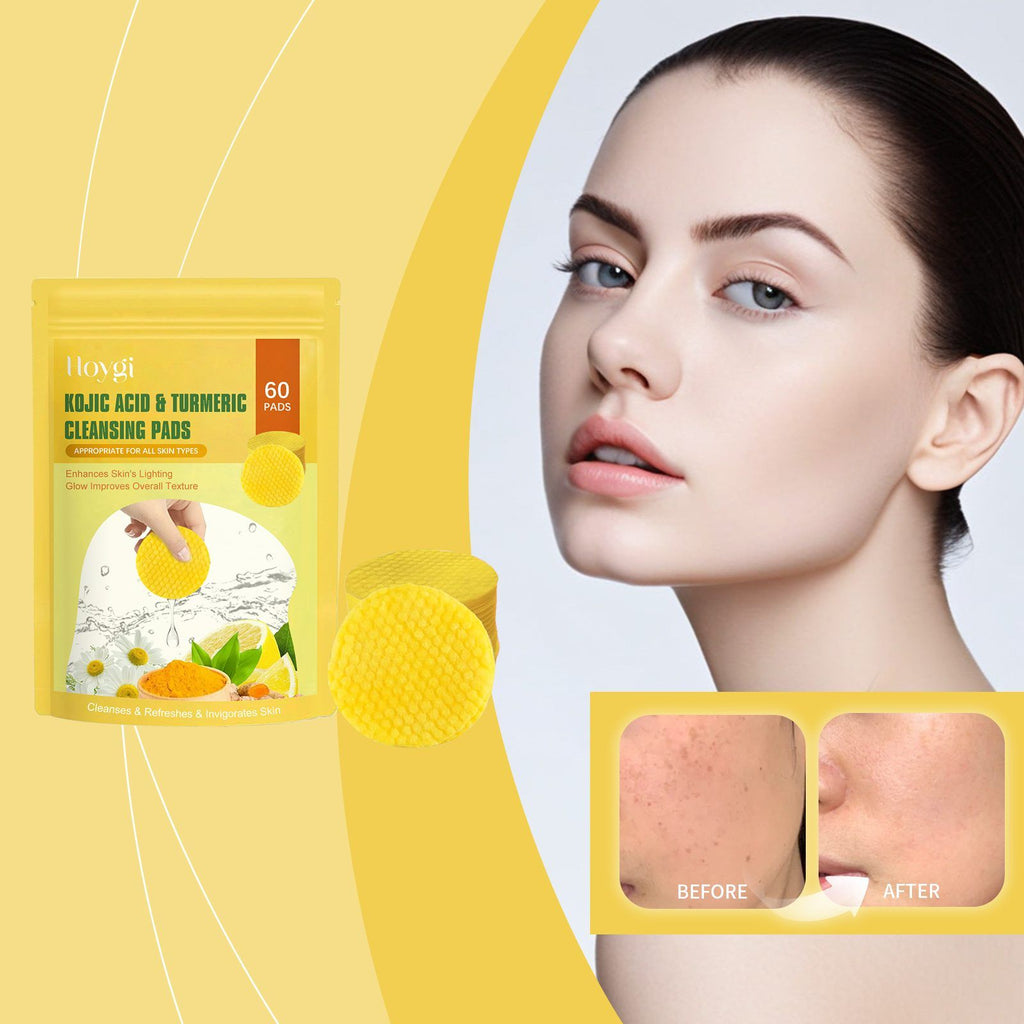 HOYGI Plaquettes de nettoyage du visage en curcuma et en acide Kojic
