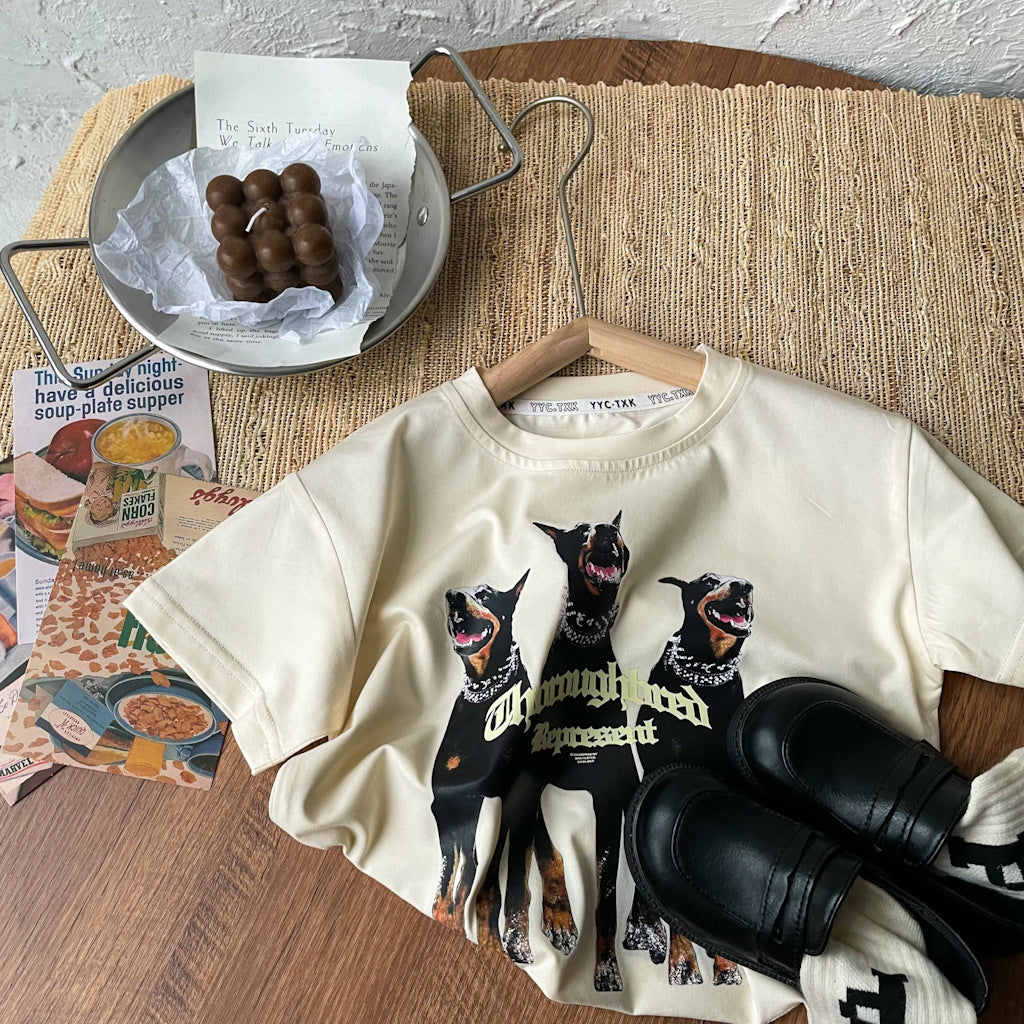 T-shirt tendance pour garçons Doberman Pinscher Casual