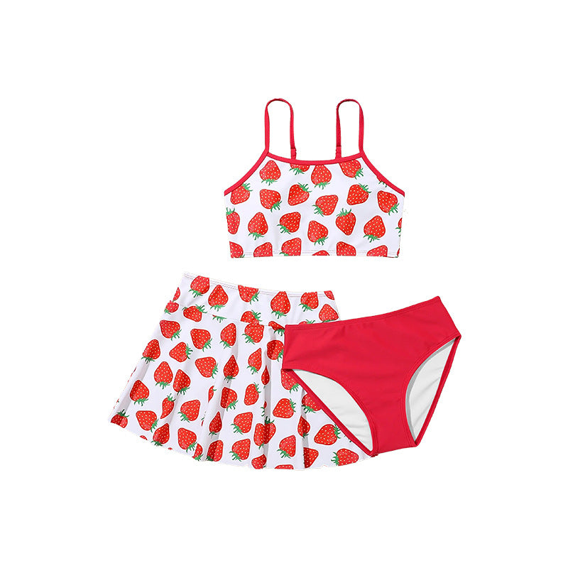 Maillot de bain pour enfants Jupe de fille en trois pièces Middle and Big Children's Ruffled Split Swims