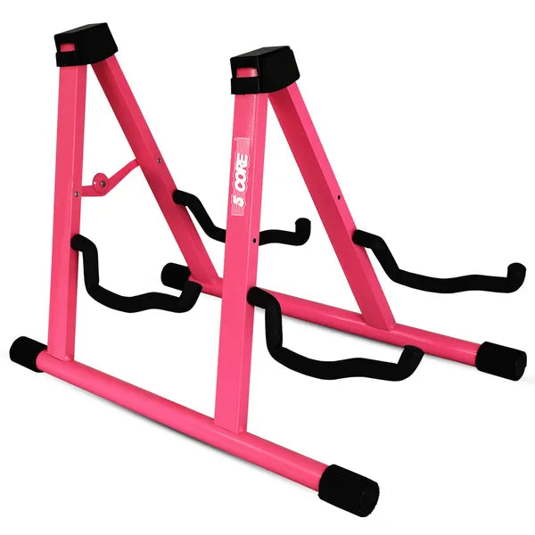 5 CORE Double Guitar Stand Sol réglable Heavy Duty A Frame Universal Folding Acoustic
