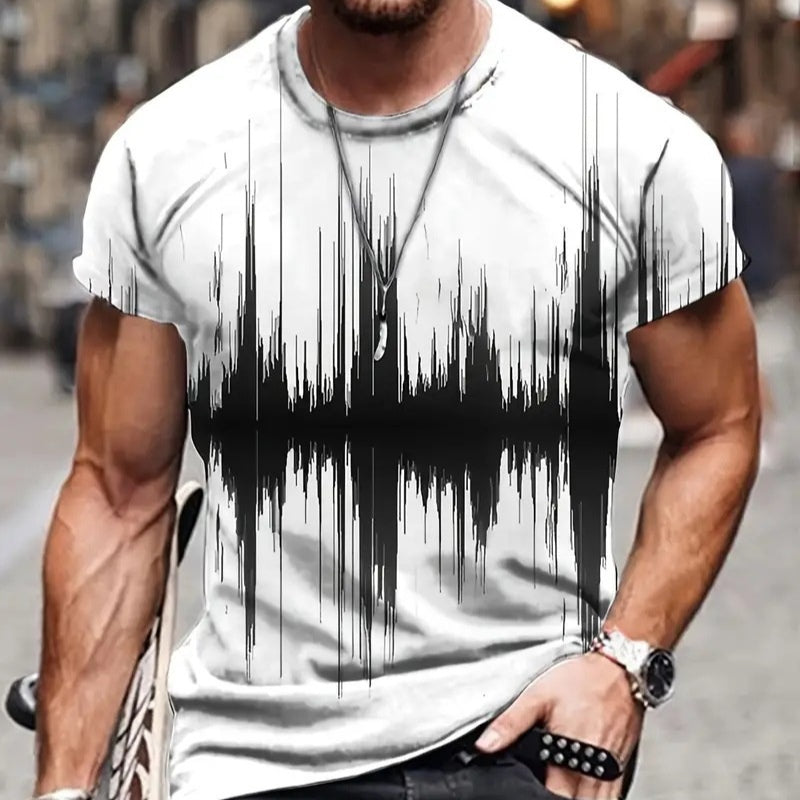 Natural Landscape Digital Printing T-shirt homme Rafraîchissements Manche courte élégante