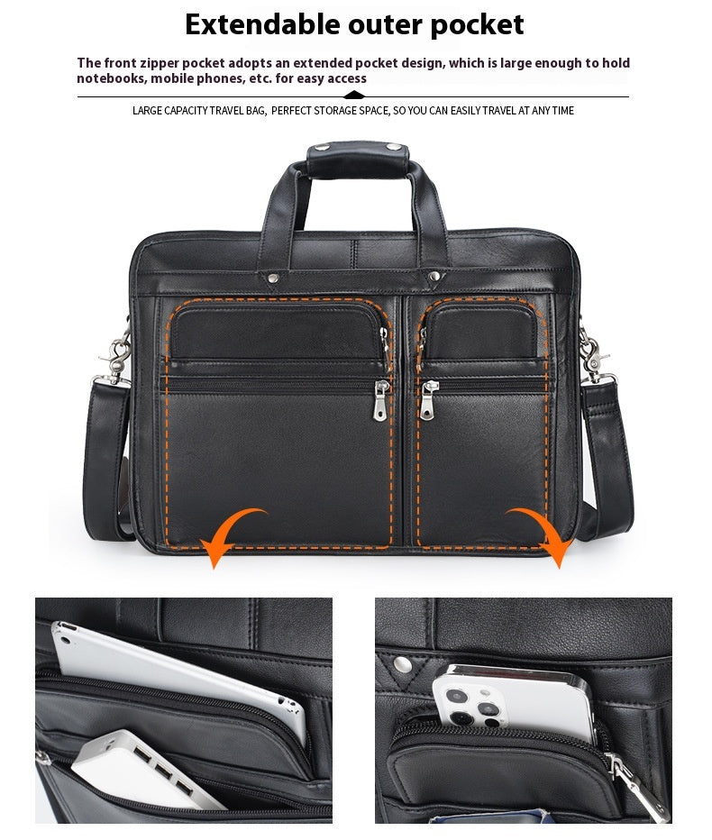 Câblage cuir d'affaires en cuir Premier couche Cowhide 17 pouces Portable Bag