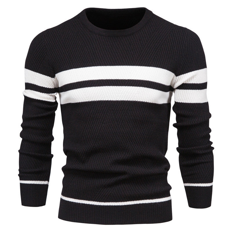 En stock L'automne et l'hiver hommes occasionnels rayés hommes Pullover couleur correspondant Roun