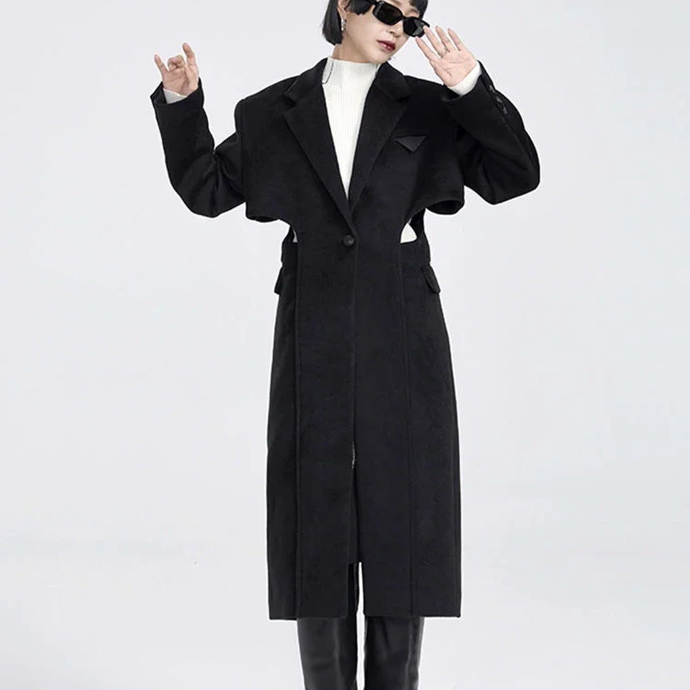 Faux manteau en laine longue en deux parties