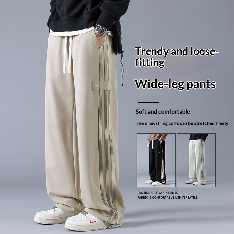 Sweatpants à trois rayures pour hommes Spring American High-Street Style Joggers