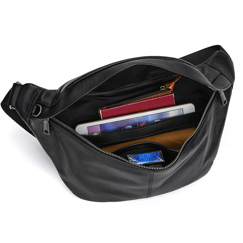 Épaule véritable en cuirCrossbody Bag Hommes grande capacité poitrine sac
