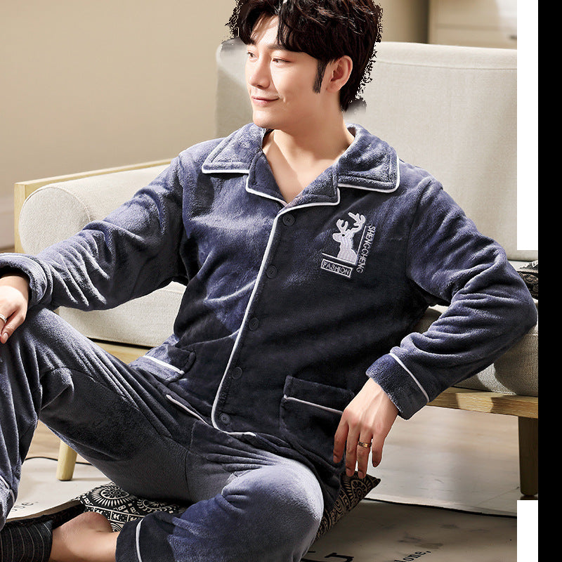 Pyjamas hommes à manches longues Flannel chaud Pyjamas hommes Plus Taille