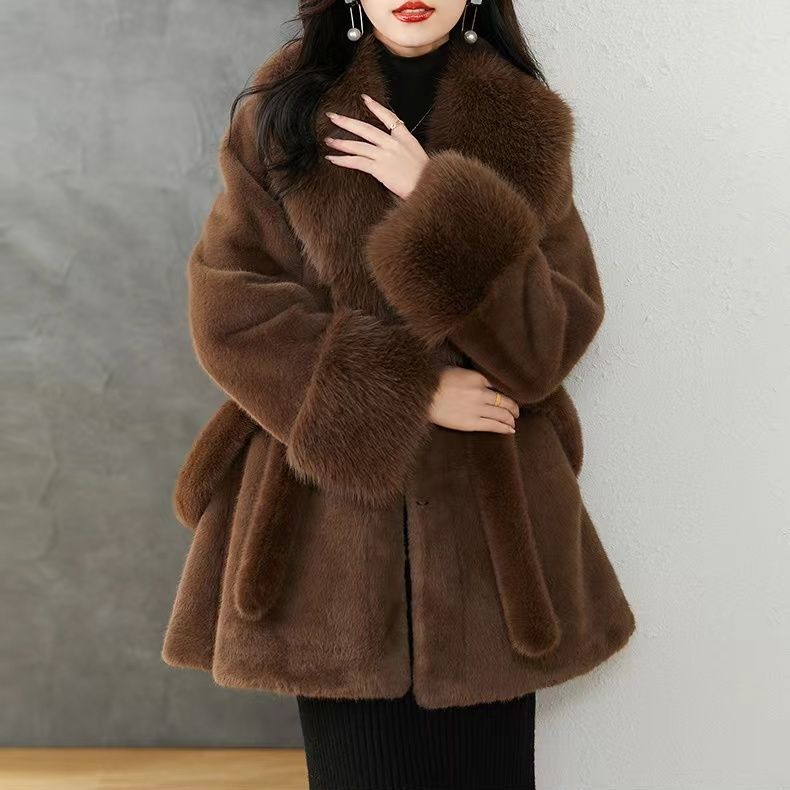 Faux Mink Fur Coat Faux Fox Fur Simple and Elegant