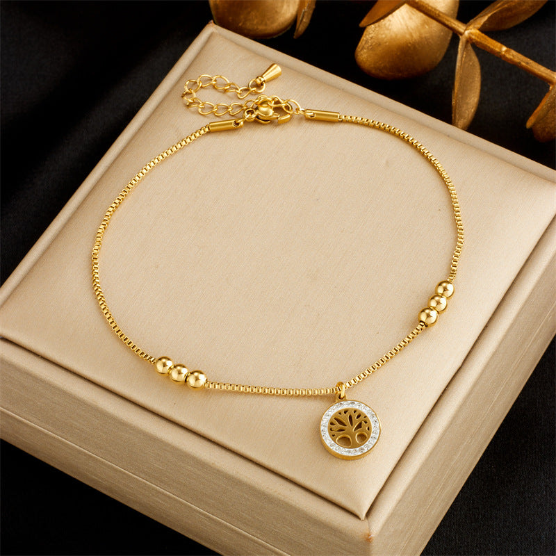 Fashionable Cœur en forme de coquillage blanc arbre de vie papillon femmes Anklet