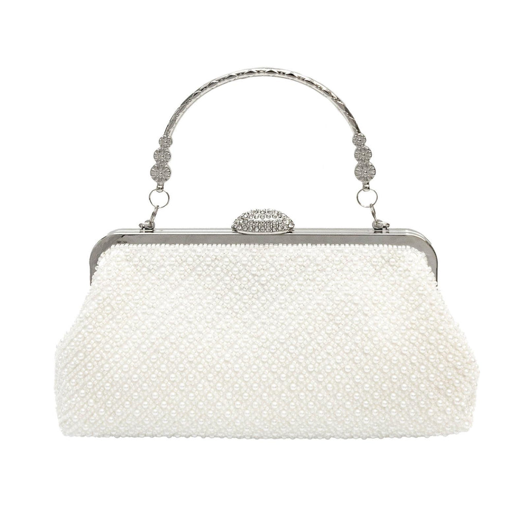 Sac d'embrayage en perles fines de couleur unie