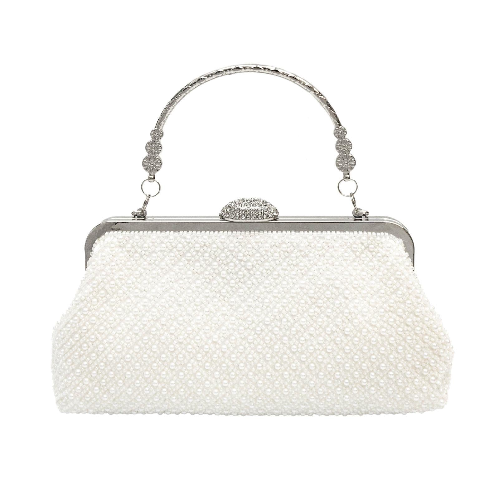 Sac d'embrayage en perles fines de couleur unie