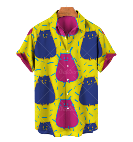 Chemise de chat hawaïen imprimée 3D