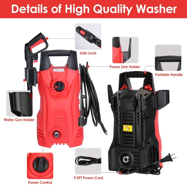 Lave-linge électrique haute pression 3000PSI Max 2.6GPM Nettoyant de pression puissant de lave-linge avec