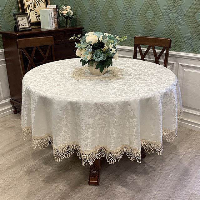 Dentelle ronde de style européen Couvercle de table simple de couleur solide