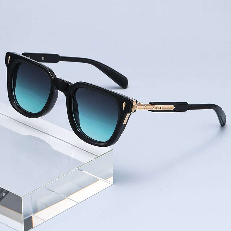 Lunettes de soleil en métal punk à cadre carré à la mode européenne et américaine pour hommes