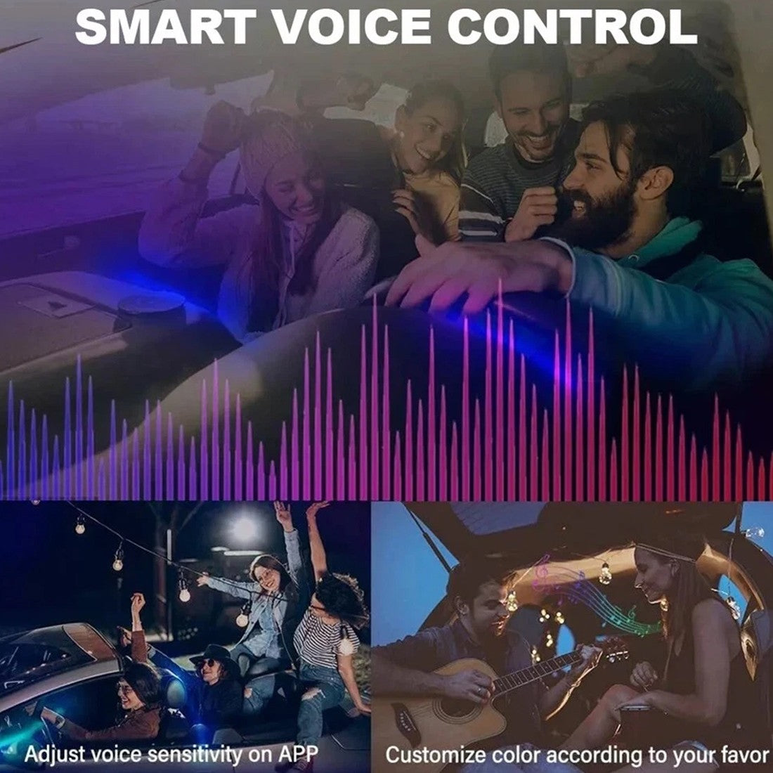 APP Contrôle 5-In-1 RGB LED intérieur bande lumineuse voiture ambiante éclairage d'atmosphère