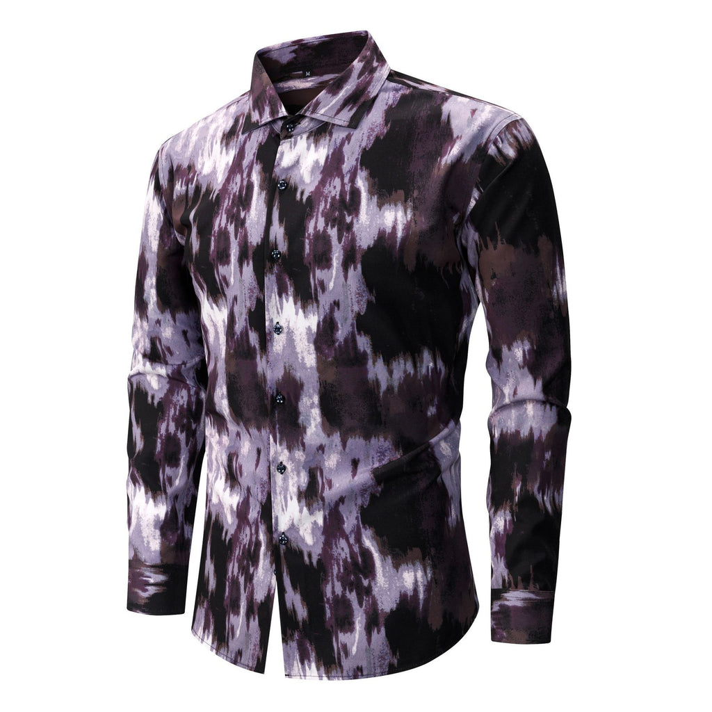 Chemise à manches longues à imprimé numérique sans ride pour hommes Jana