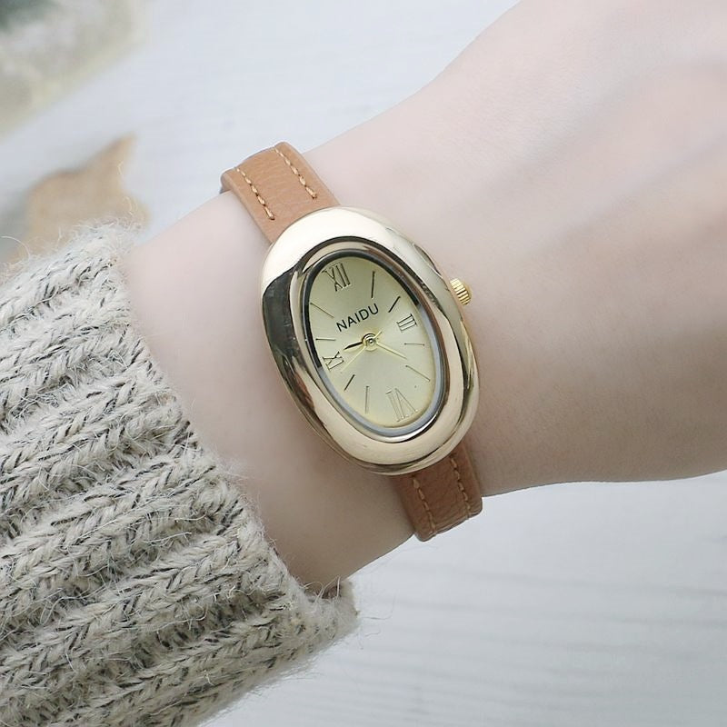 Sous-dial ovale Sangle mince Montre Quartz