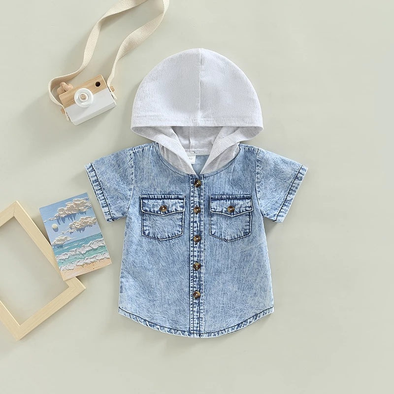 Chemise de denim à capuchon pour garçon