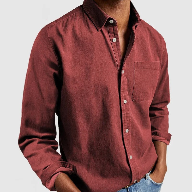 Amazon Commerce extérieur Europe et les États-Unis Lapel homme chemise de couleur solide hommes