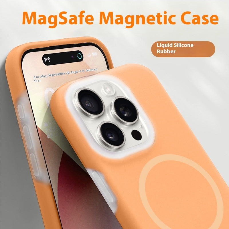 Solid Color Jelly Magnetic Silicone Cas de téléphone liquide