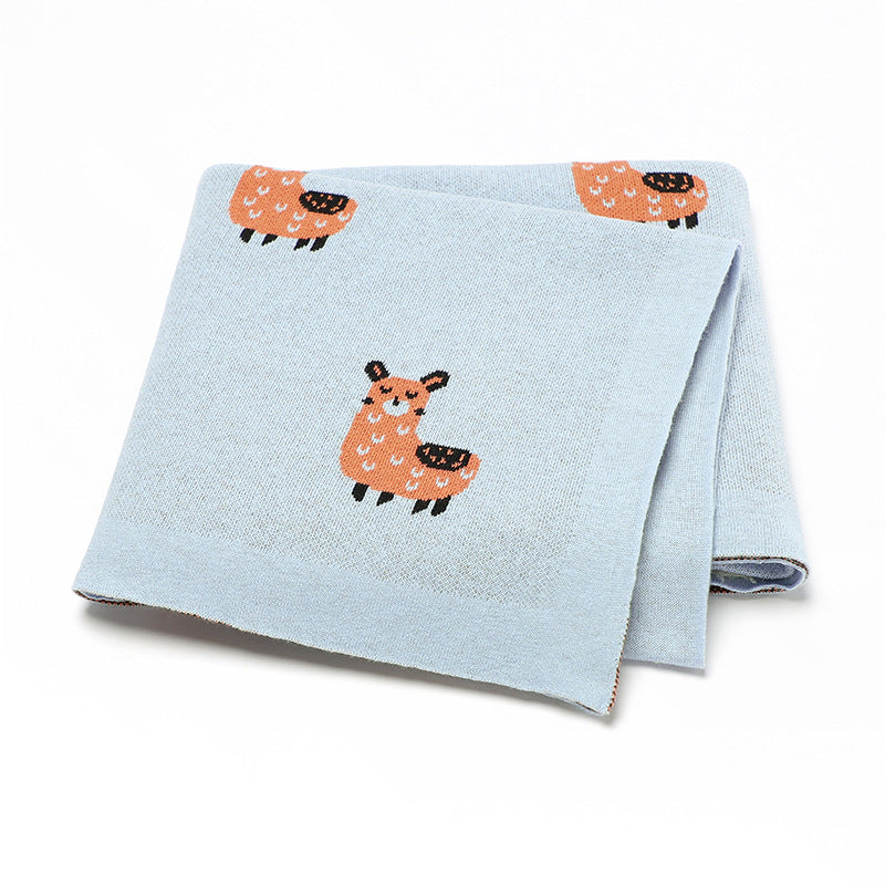 Cute Alpaca Baby Knitted Swaddle Blanket