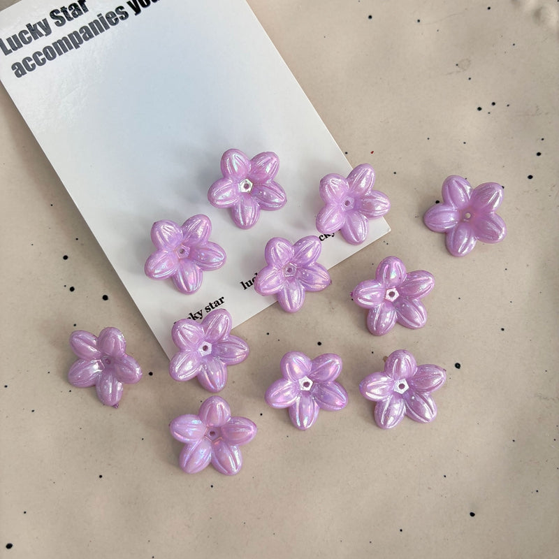 Solid AB Perles de fleurs acryliques 5-Pétales irisés