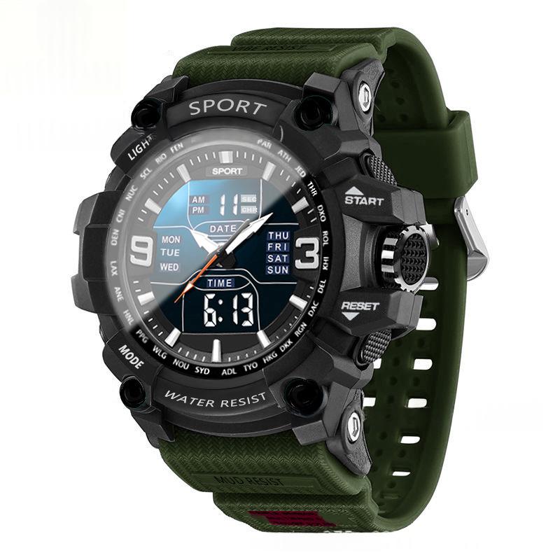 Hommes Tactical Sports Montre électronique imperméable Lumineux et multifonctionnel