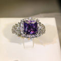 Anneau de gemme coloré pour les femmes Ins léger luxe haute qualité Super brillant luxe incrusté violet G