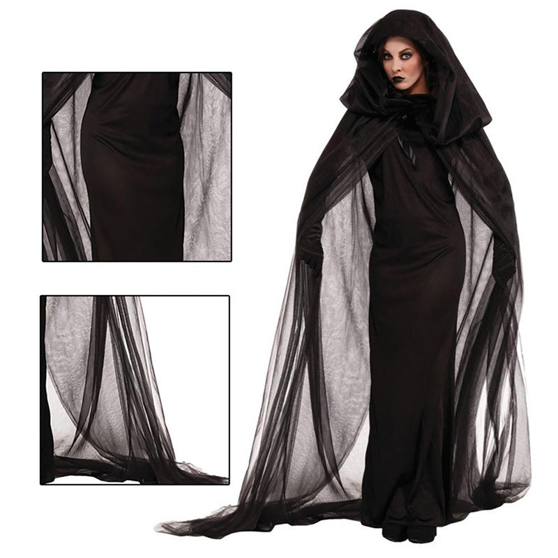 Cosplay Halloween Femmes Death Hell Witch Devil Vampire Uniforme Noir Robe Longue Party Cosp
