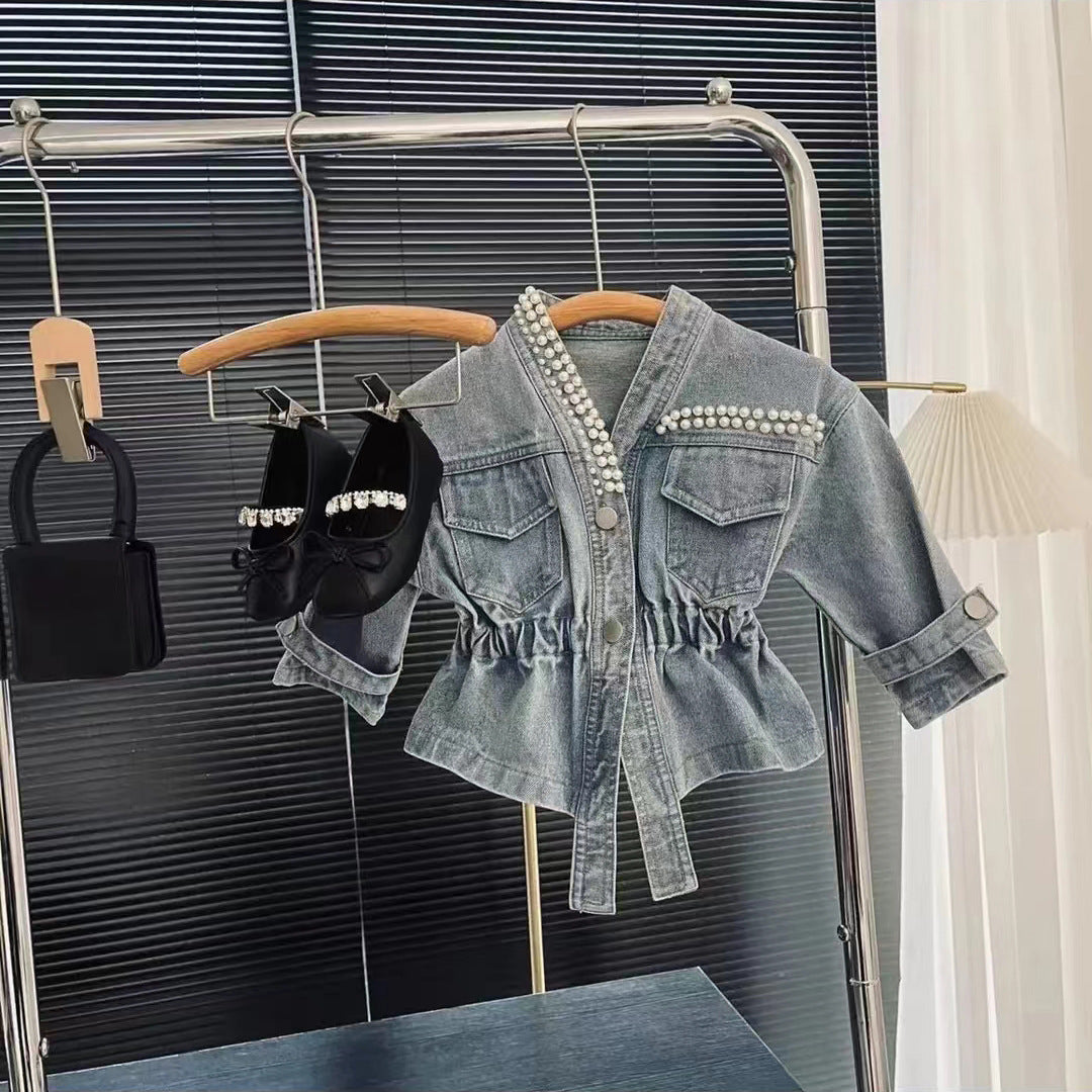 Veste de denim courte polyvalente pour filles
