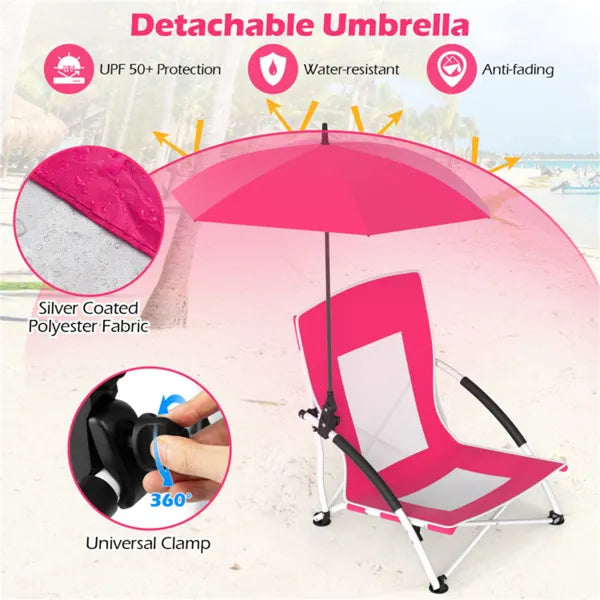 2 Pack Chaise parapluie rose pour adultes avec parasol réglable