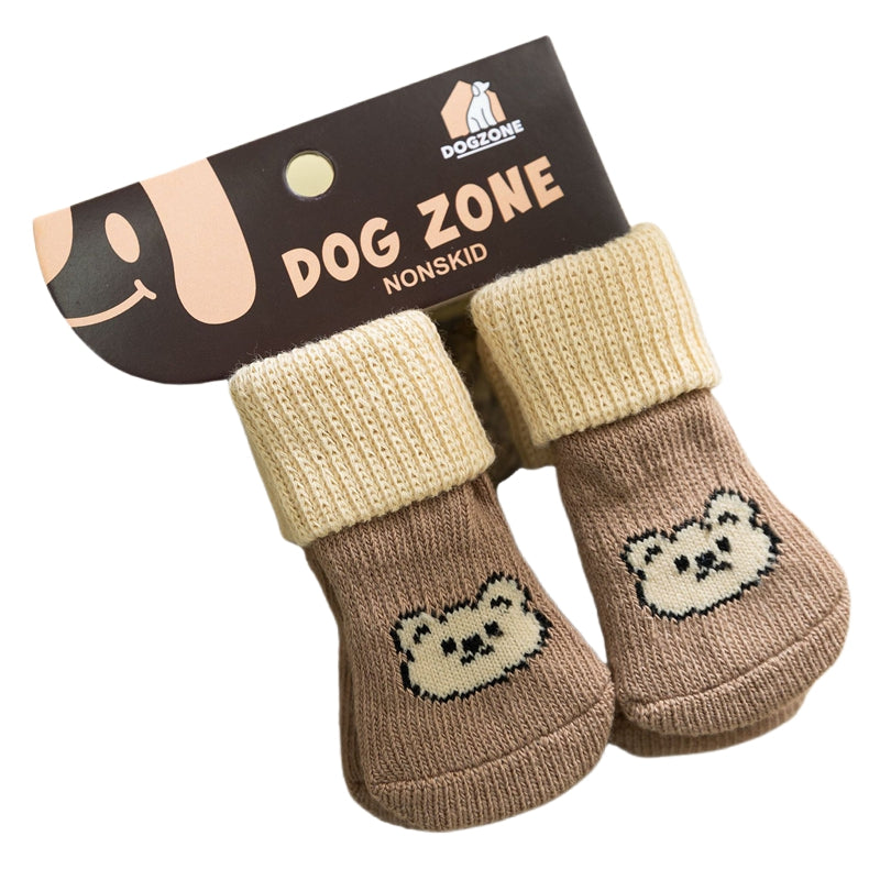 Chaussettes pour animaux, tubes longs, chaussettes antidérapantes et antidérapantes pour chiens, quatre paires, chaussures de chien