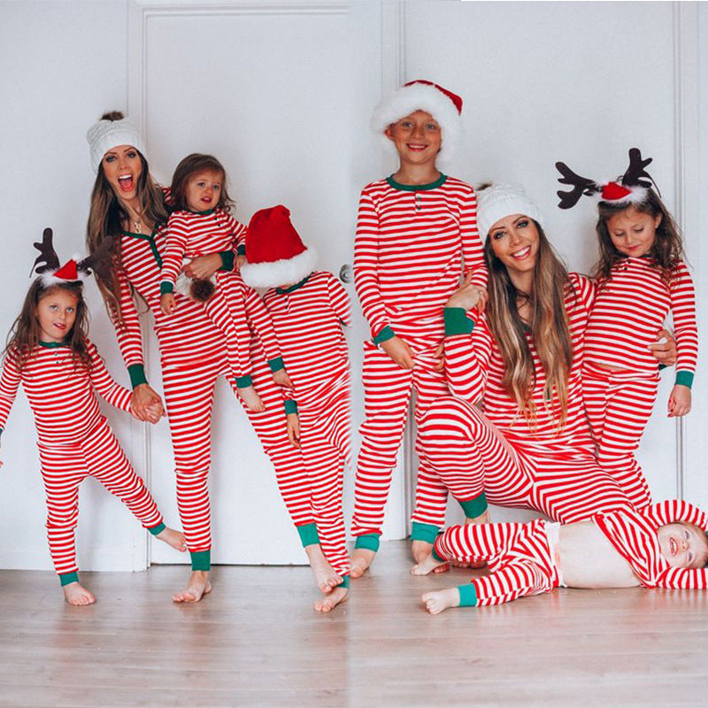 Femmes Noël Parent-enfant costume stripe Imprimer Casual