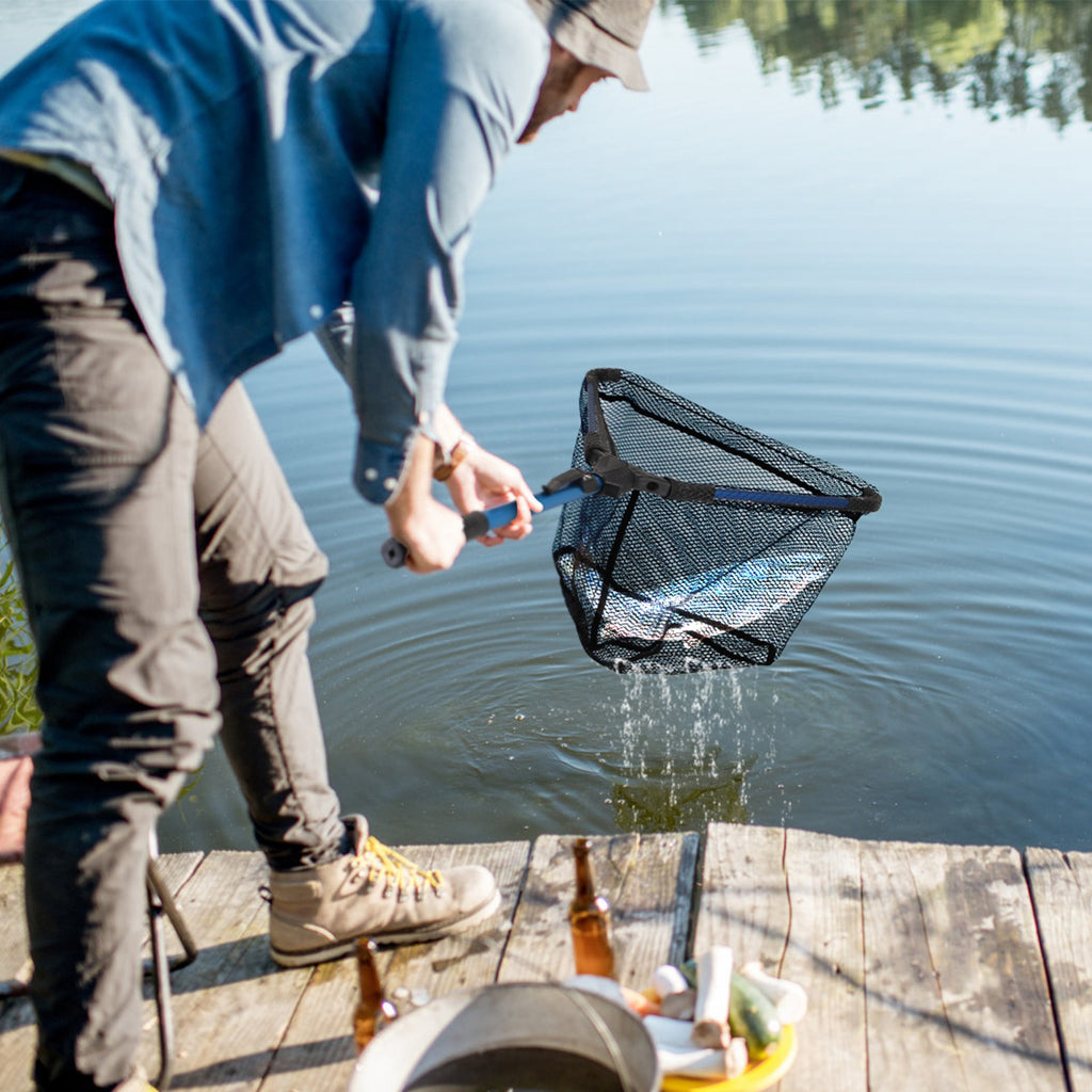 1Pc Filet de pêche pliable pour l'été avec tige en alliage d'aluminium EVA poignée durable 5MM Hexagon