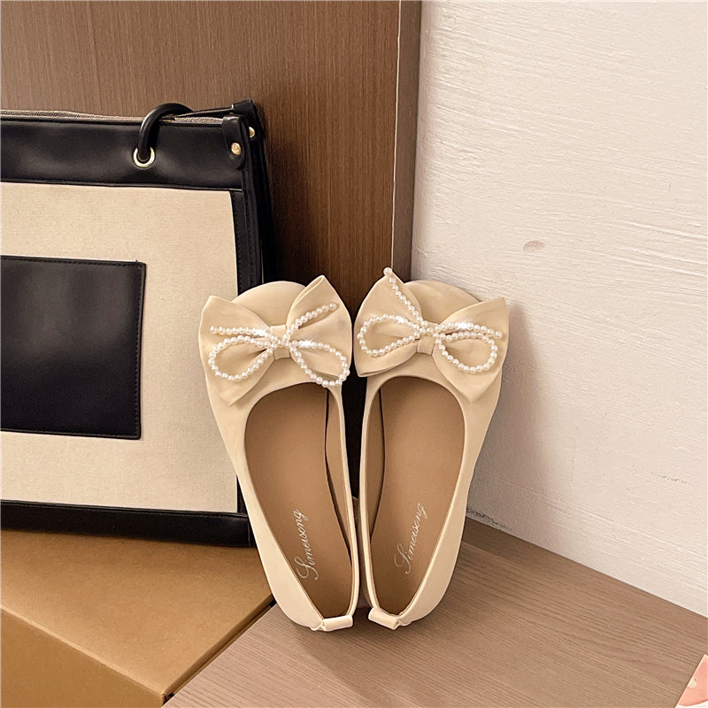 Style coréen Femmes Suede Bow Slip-On Moccasins