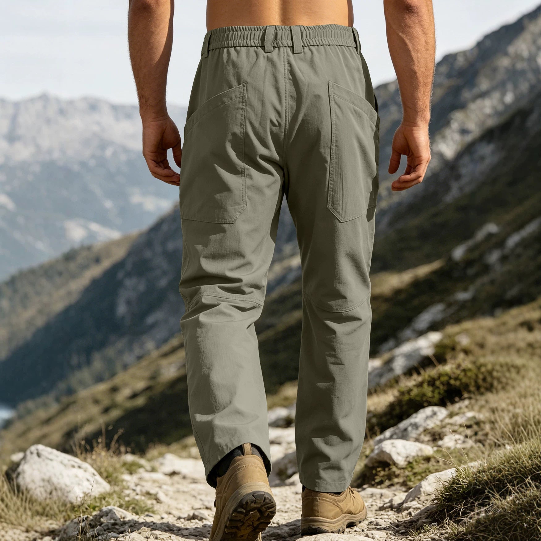 Pantalon de travail imperméable de printemps et d'automne pour hommes avec de multiples poches et une grande taille extérieure