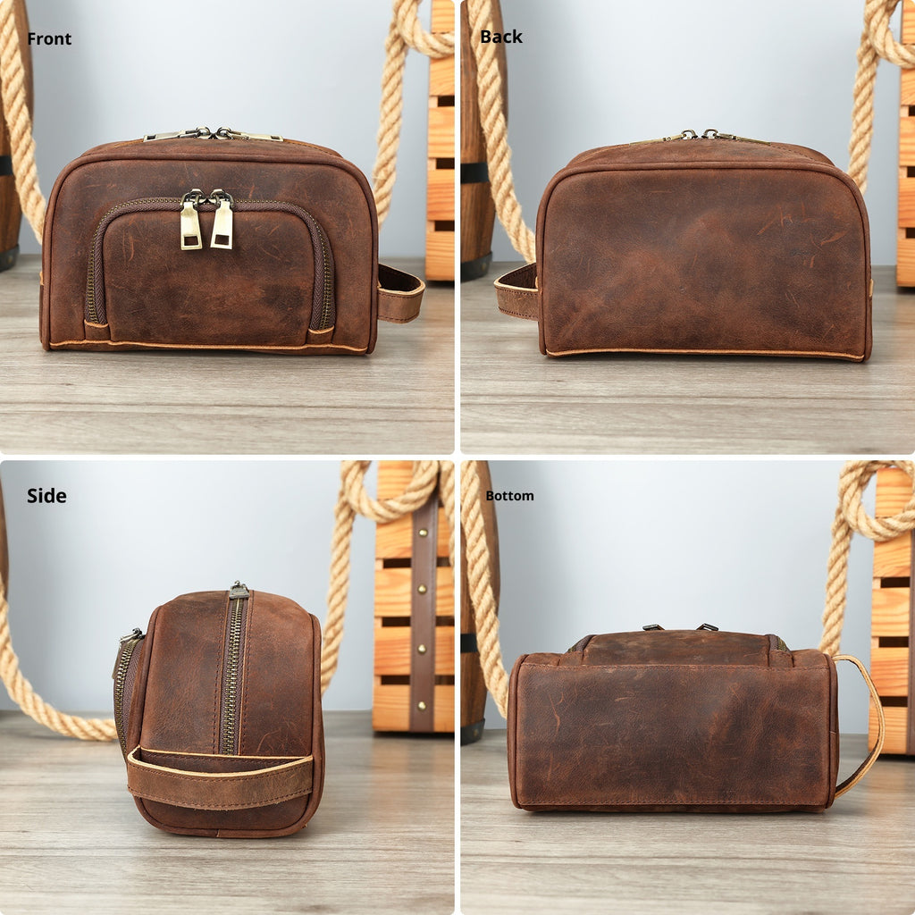 Crazy Horse Leather Retro Neutre Sac à main multifonctionnel