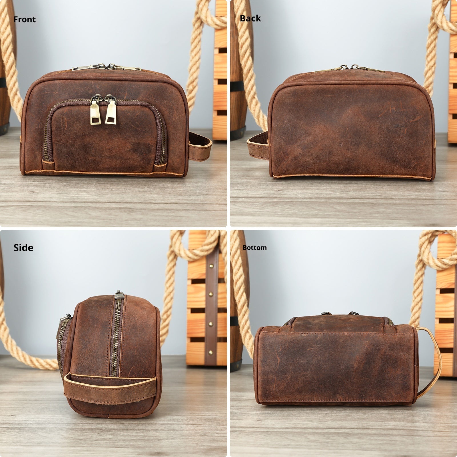 Crazy Horse Leather Retro Neutre Sac à main multifonctionnel