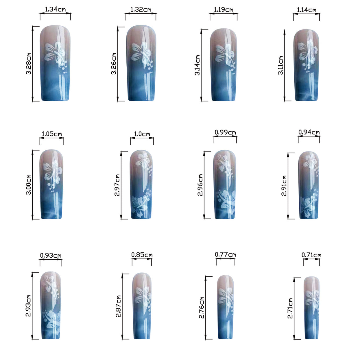 Été Bleu de la mer Gradient Rectangle Porter Autocollant de ongles